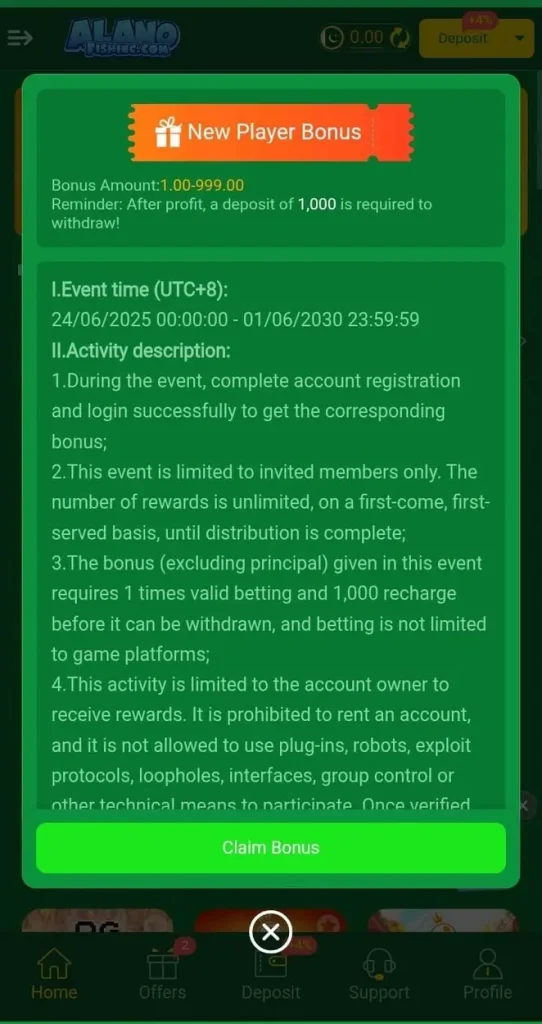 New Player Rewards